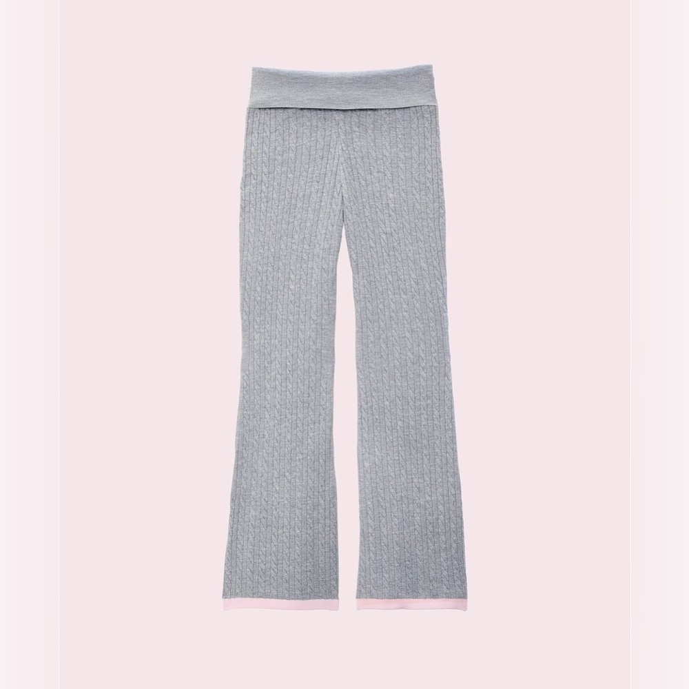 PINK x LoveShackFancy KNIT FOLDOVER FLARE PANTS - Picture 4 of 7